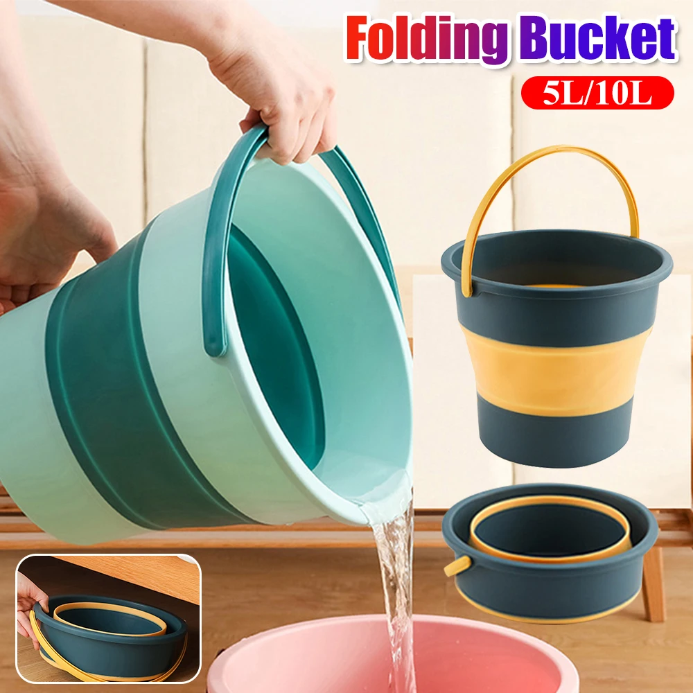 5/10L Portable Foldable Silicone Water Bucket Folding Buckets with ...