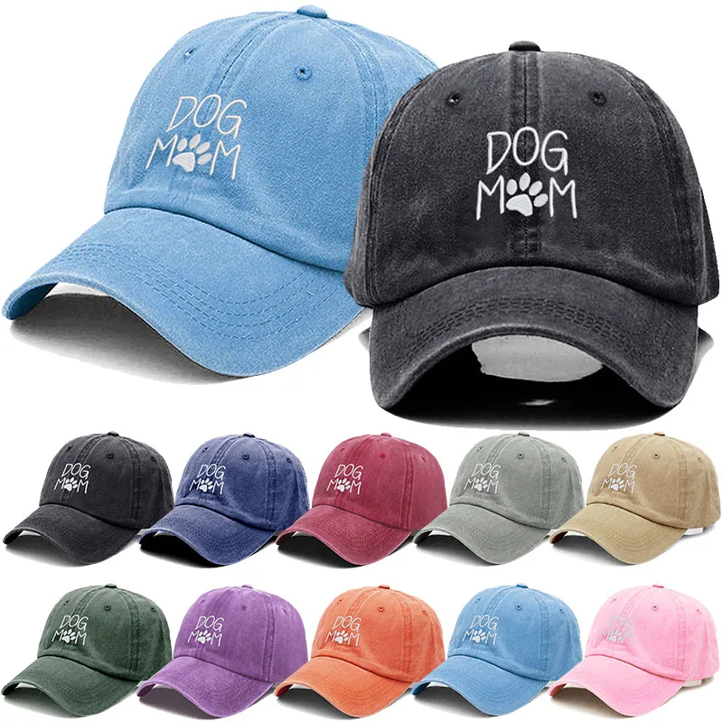 Baseball Cap Vintage Washed Cotton DoG MOM Embroidery Baseball Cap For Men Women Dad Hat golf caps Snapback Cap Dropshipping, baseball cap,baseball caps,baseball hats
