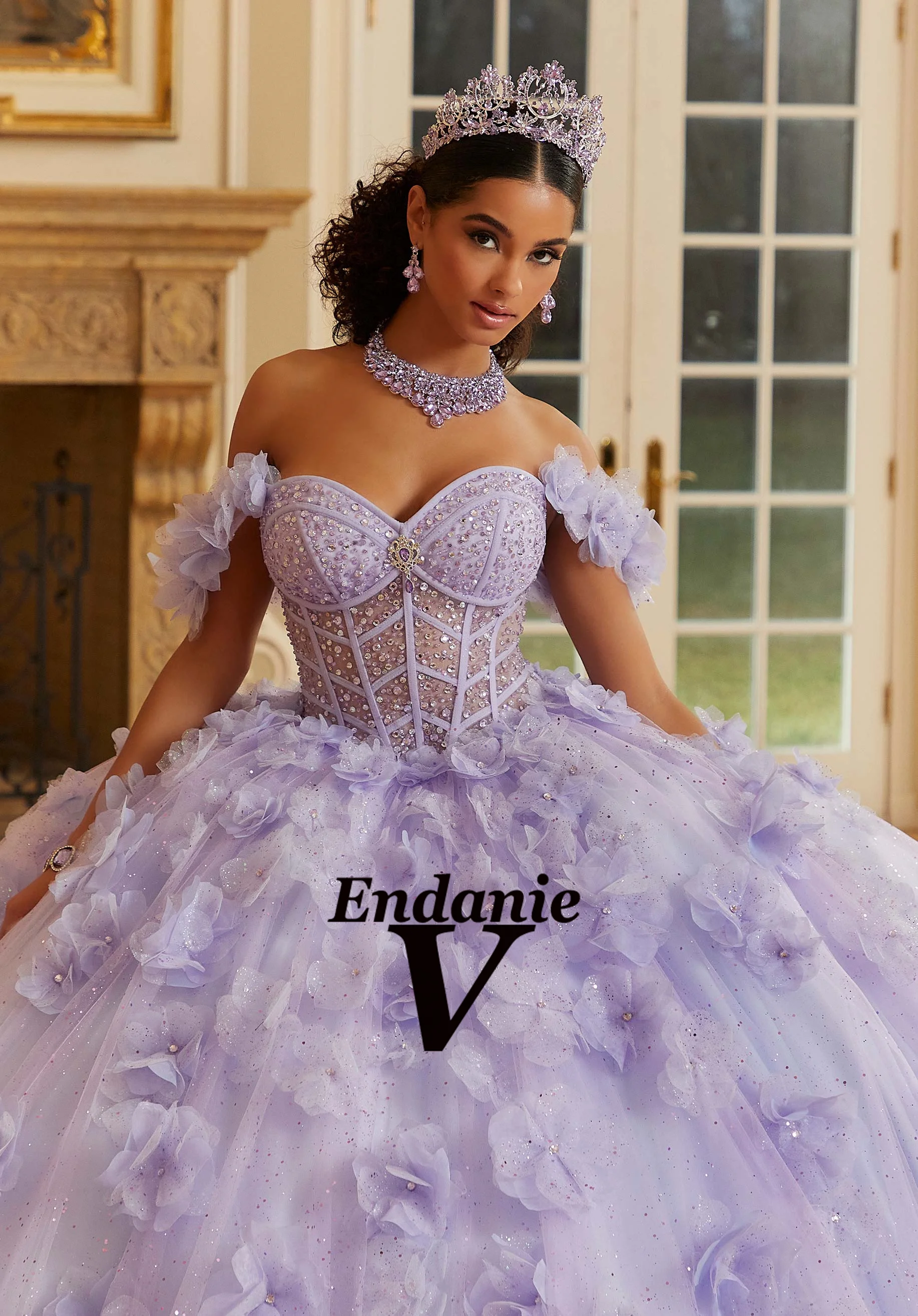 Vendanie Princess Ball Gowns Quinceanera Dress Sweetheart Off the Shoulder Appliques Rhinestones Vestidos De 15 Anos Customised quinceanera dresses