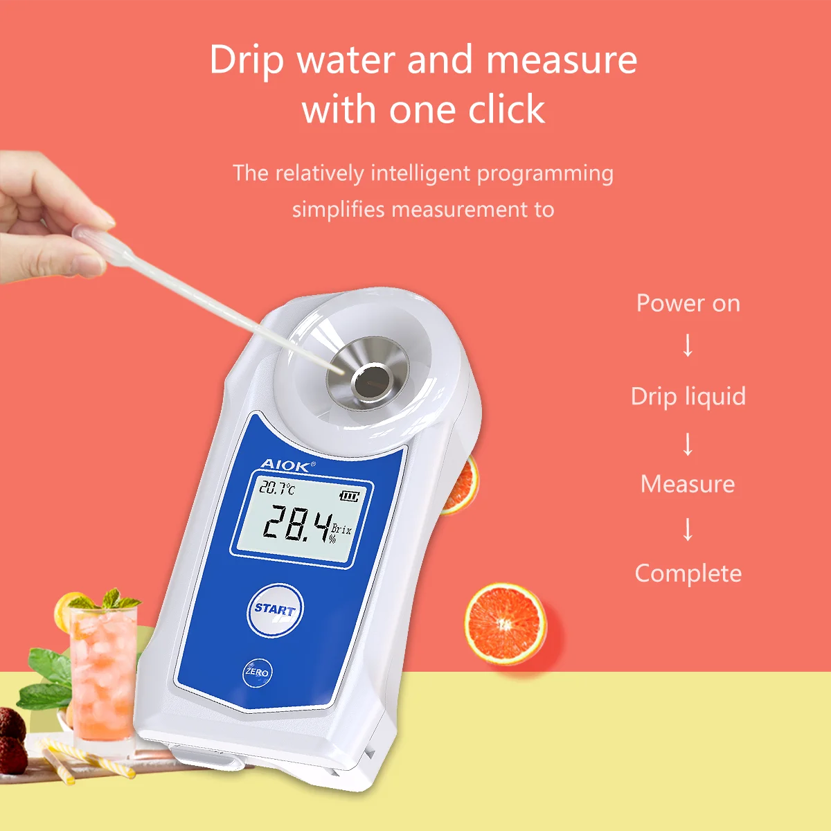 デジタルブリックス屈折計、ブリックスメーターCMOSセンサーIP65