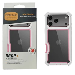 Enhanced Transparent Rugged Armor Soft Grip Protective Phone Case with Hybrid Bumper - iPhone 15 (Pink)