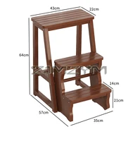 Solid Wood Folding Ladder Stool Household Three-step Climbing Stool Dual-use Indoor Multifunctional Step Ladder Stool 6