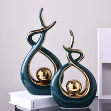 Escultura abstracta de cerámica para decoración del hogar, figuritas de arte moderno para decoración Interior de sala de estar, regalo de Navidad