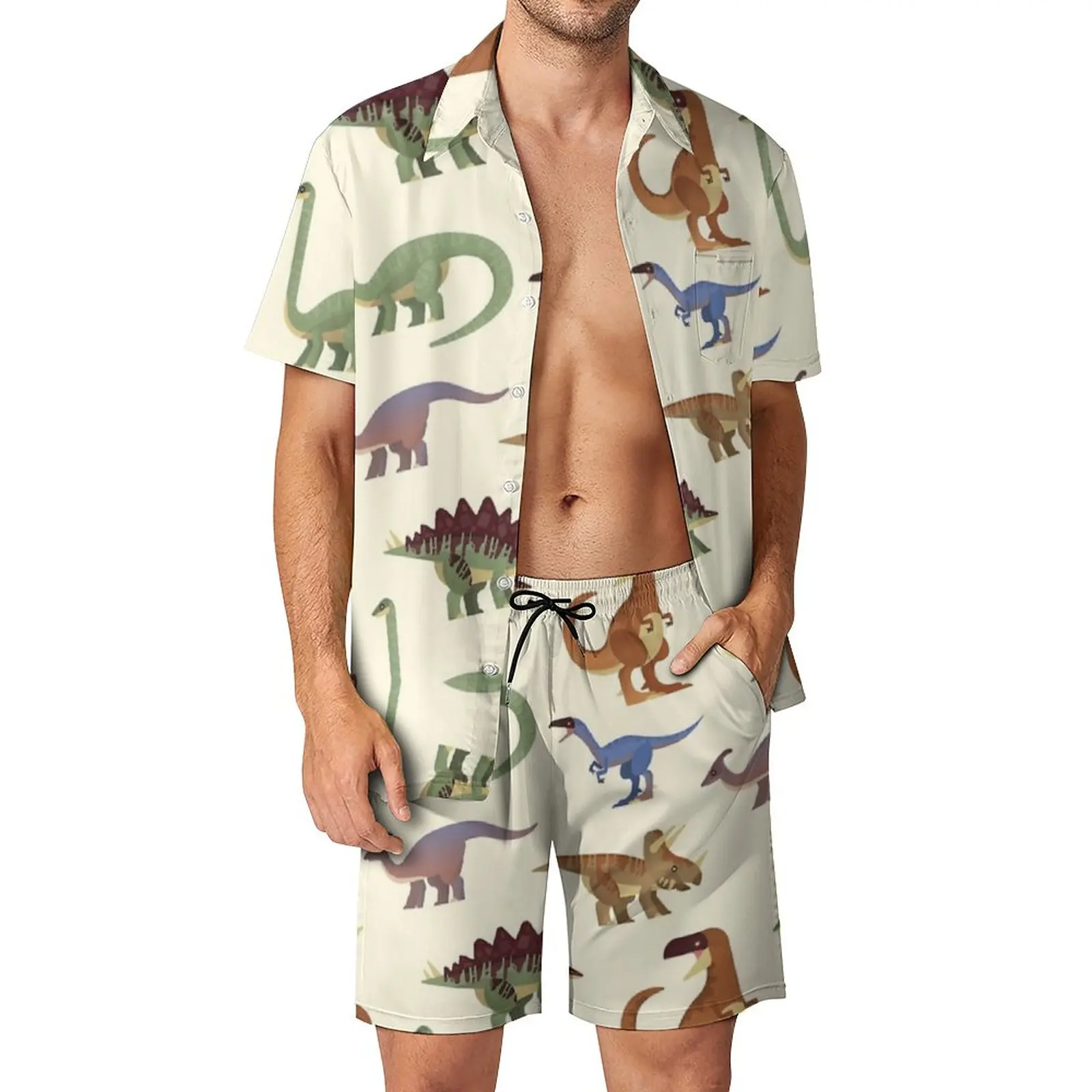 

Dinosaur Pattern Men's Beach Suit Graphic Cool 2 Pieces Coordinates High Quality Beach USA Size