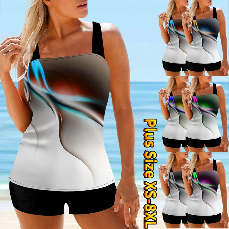 

2023 Women's Beach Swimwear Fashion Print Tankini Fashion Sexy Swimwear Swimwear Bikini Set Summer Swimming Two Piece Set