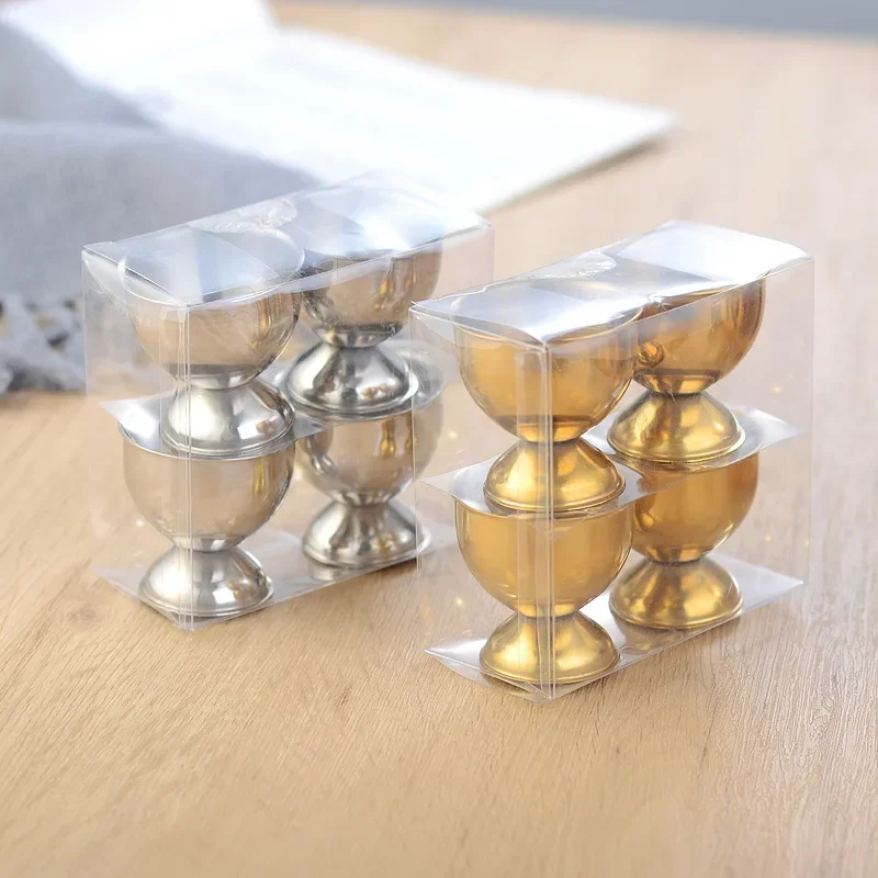 Egg cups holder 4pcs Stainless Steel Boiled Egg Cups Stand Rack Eggs Holder Kitchen Breakfast Cooking Tool Holder Cooking Tool Kitchen Gadgets