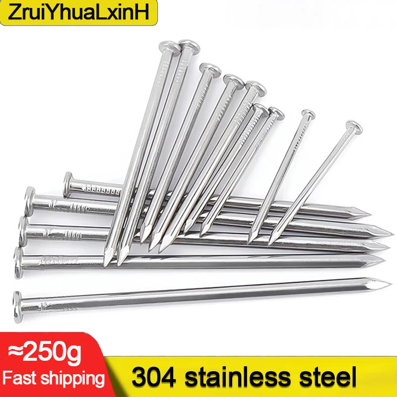 ตะปูกลมสแตนเลส 304 ขนาด 0.5-4.0 นิ้ว - ตะปูเอนกประสงค์กันสนิมสำหรับงานไม้/แขวนงานศิลปะ/รั้วกลางแจ้ง 1