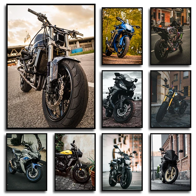 Yamaha Classic Motorbike Retro Motorcycle Posters Prints Canvas Painting Wall Art Picture for Motorcycle Enthusiast Room Decor