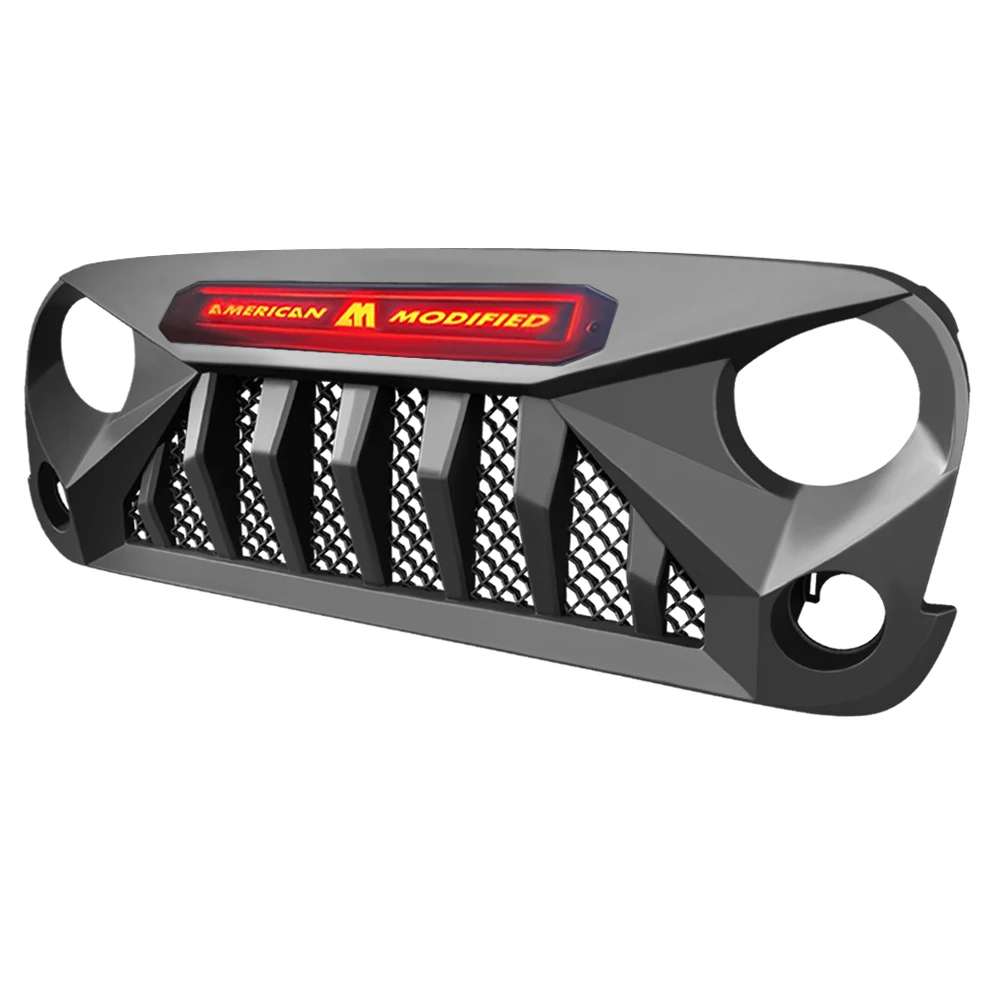 

Grille For jeep wrangler jk JKU 2007-2018 New Design Grill Front bumper With Light Wrangler