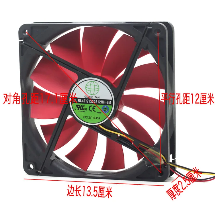 135mm 팬 새로운 글로브 팬 rl4z s 1352512 hh-3m DC 12V 0.45A 13.5cm 듀얼 인터페이스 섀시 전원 냉각 팬
