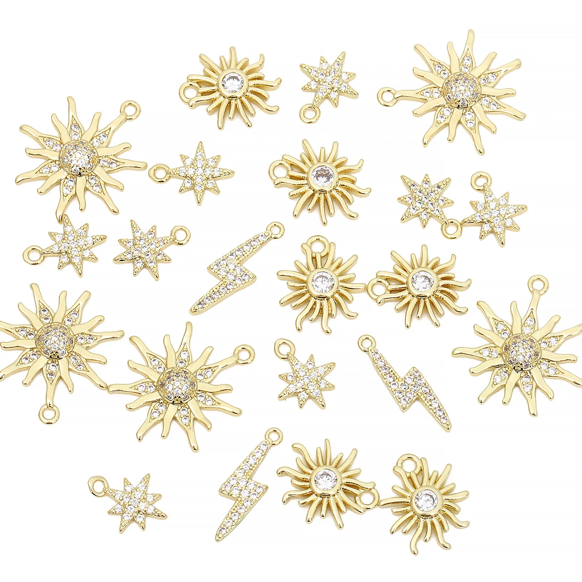 Pendentif en forme de soleil en laiton plaqué or 14 carats et zirconium pour femme 2025, 1 pièce/emballage_voghion.com