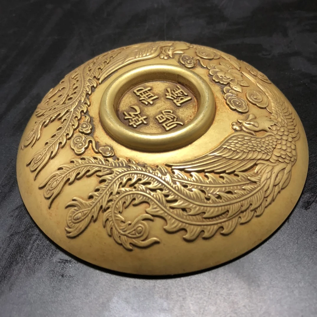 

Antique Collection Pure Copper Dragon Pattern Decorative Plate Home Crafts Fine Workmanship