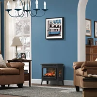 Freestanding Electric Fireplace Stove Heater with 3D Flame Effect for 1,000 Sq. Ft. Room, Black 2
