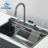 Stainless Steel Kitchen Waterfall Sink Digital Display Large Single Sink Dish Basin Sink Purification water Cup Washer Crane 1
