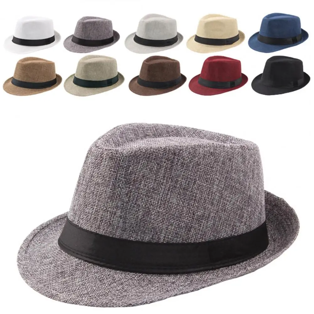 Fedora Hat Sun Protection Hat Fashion Hat Men Wide Brim Sun Jazz Cap Summer Beach