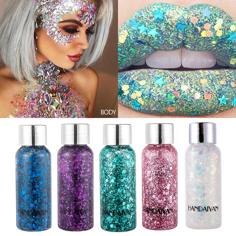 6 Colors Glitter Gel Set Chunky Holographic Body Glitter for Face Glitter  Makeup Eye Lips Hair Nail Glitter Eyeshadow, No Need Glue - 107# Wholesale