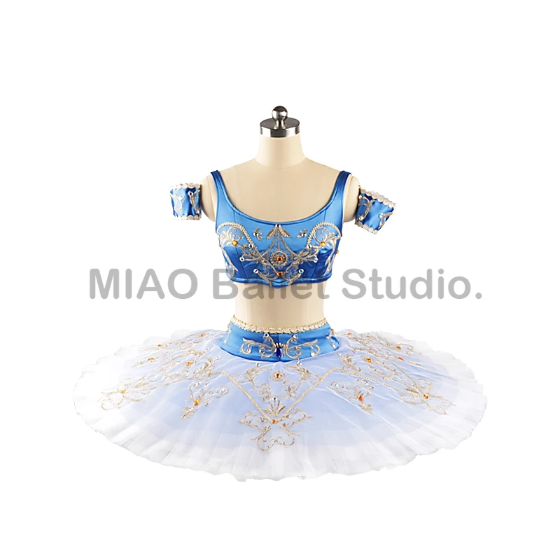 

Blue gradient white Split Professional Tutu Competition Classical Ballet Pancake costume La Bayadère ballet tutu women 0317