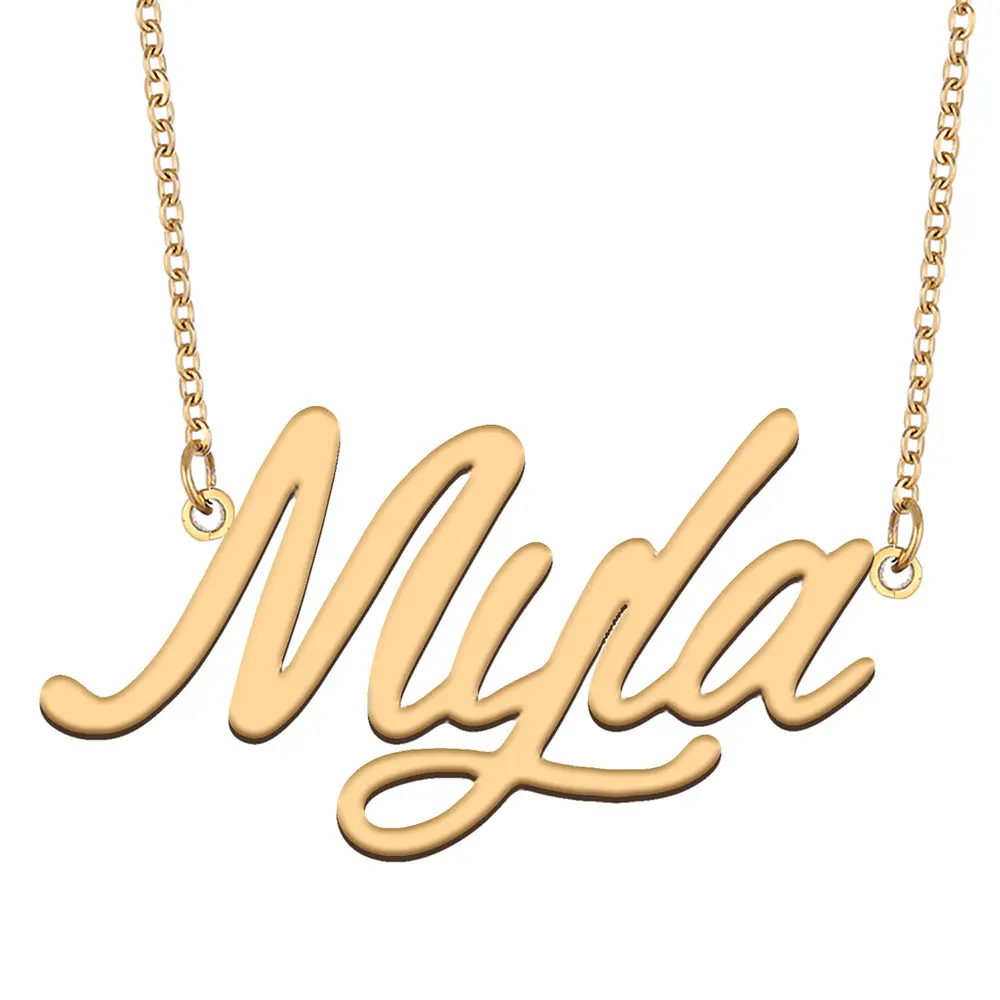 

Myla Name Necklace for Women Stainless Steel Jewelry Gold Color Nameplate Pendant Collares Para Mujer Letters Choker
