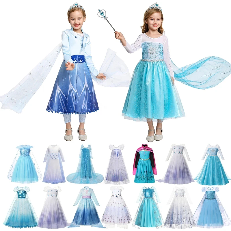 Vestido de princesa Elsa de Frozen de Disney para niñas, disfraz de reina  de la nieve para fiesta de Halloween, disfraces de Elsa de fantasía,  Vestidos infantiles|Vestidos| - AliExpress