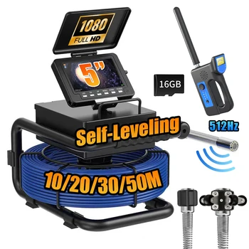 Sewer Inspection Camera - 512Hz Self-Leveling Sewer Camera with 10/20/30/50M Fiberglass Cable , IP68 Waterproof Sewer Endoscope 1