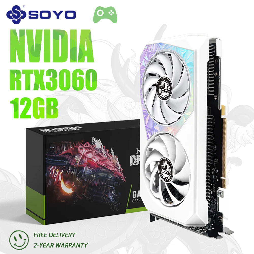 SOYO New RTX3060 12G gaming graphics card GDDR6 memory GPU PCIEx16 4.0 HDMI compatible DP suitable for desktop computer video