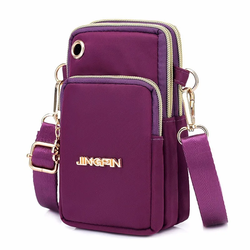 Zipper Phone Bag, Fashion Portable Nylon Coin Purse Versatile Small Shoulder Bag