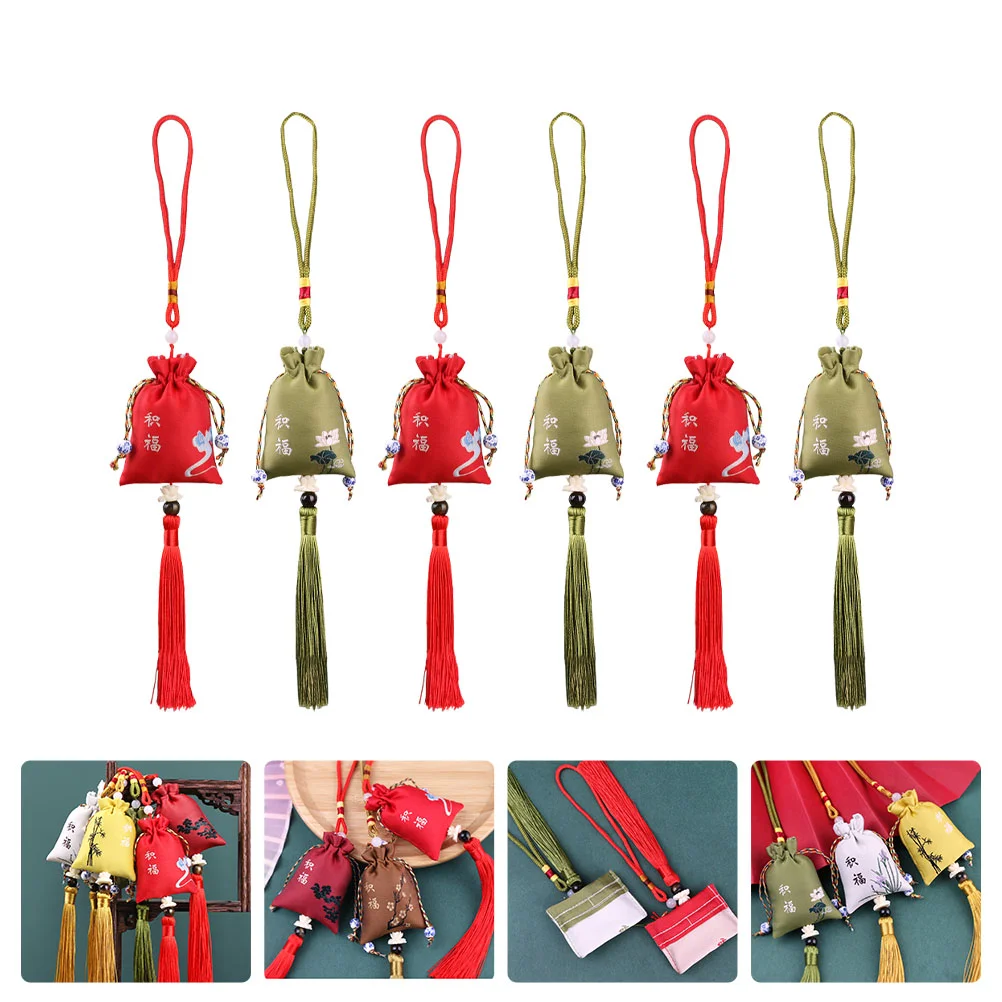 Stool Portable Embroidery Sachet Pouch Tassel Japanese-style Decor for Car Locket