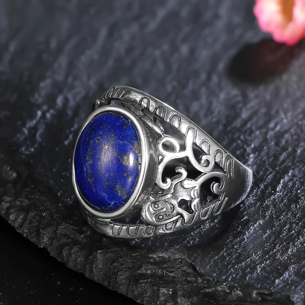 

Vintage Natural Lapis Lazuli Rings 925 Sterling Silver Ring for Women Jewelry Mens Finger Ring Party Anniversary Gift