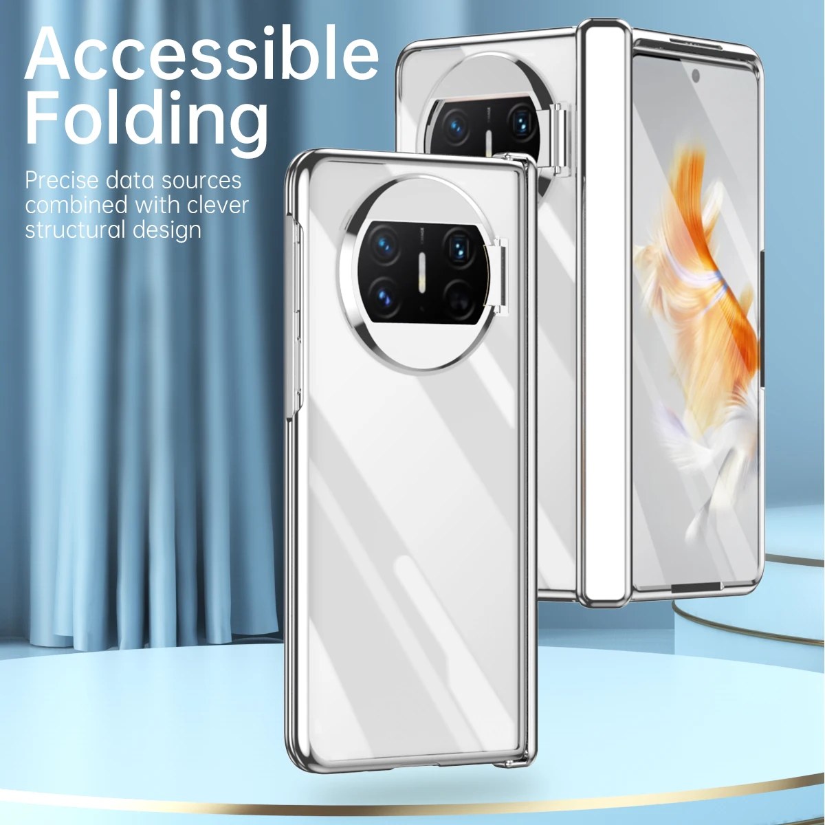 For Huawei Mate X3 Phantom Plating Transparent Phone Case Luxury lightweight all-inclusive protective shell with hidden bracket