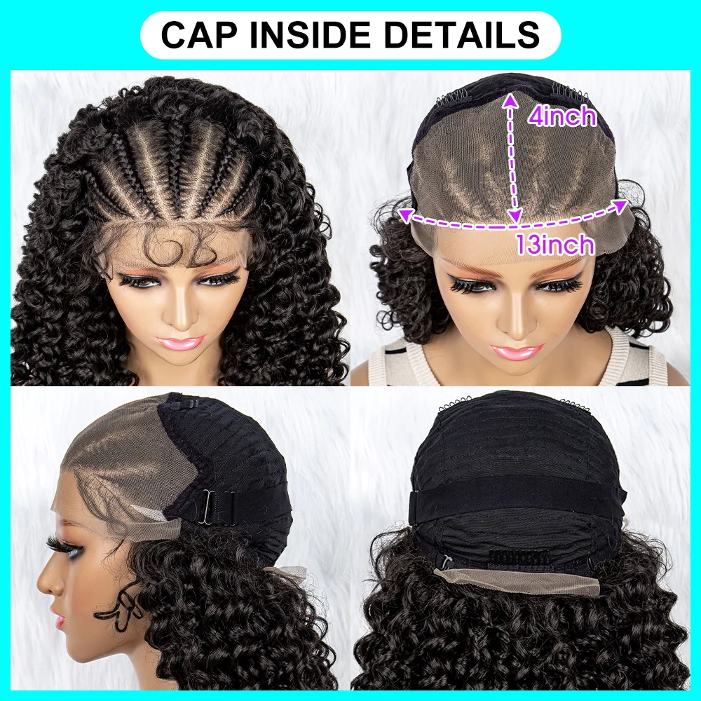 Braided Synthetic Lace Front Wig With Baby Hair For Black Women Kinky Curly Hair Curly Bob lace front wig lace wigs womens synthetic wigs synthetic wigs