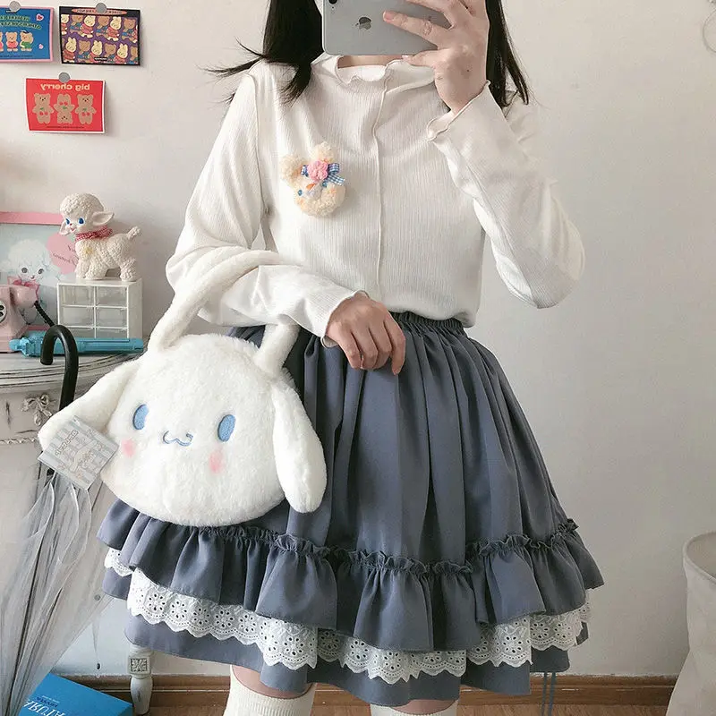 

2022 Милая Кружевная Женская юбка лолита в стиле Харадзюку, винтажная Лоскутная мини-юбка с оборками и эластичной талией, мягкая женская юбка