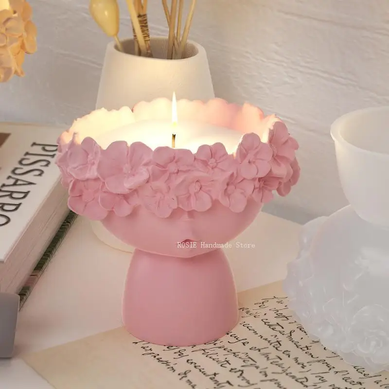 Girl Concrete Vase Silicone Mold Diy Candle Jar Mold Flower Pot Plaster Epoxy Resin Molds Home Decor