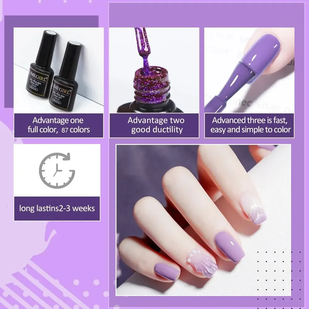 6Pcs/Set Gel Nail Polish Kit Pure Color Nail Kit Glitter Vernis Semi Permanent Nail Art UV LED Gel Polish Set 3