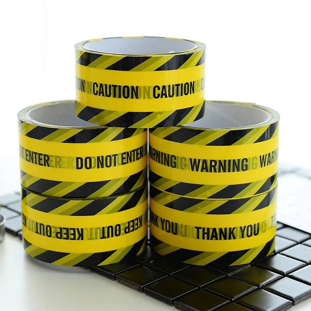 Warning Tape "THANK YOU,KEEP OUT,DO NOT ENTER,CAUTION,SAFE DISTANCE,WEAR A MASK" Alarm Words 48mm*25m Sticker Store School Hotel