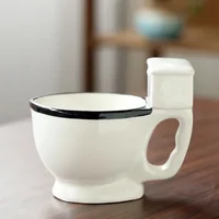 300ml Toilet Shaped Cup Coffee Ceramic Cup with Handle Water Cup Coffee Tea Milk Ice Cream Cup Funny Gift 4
