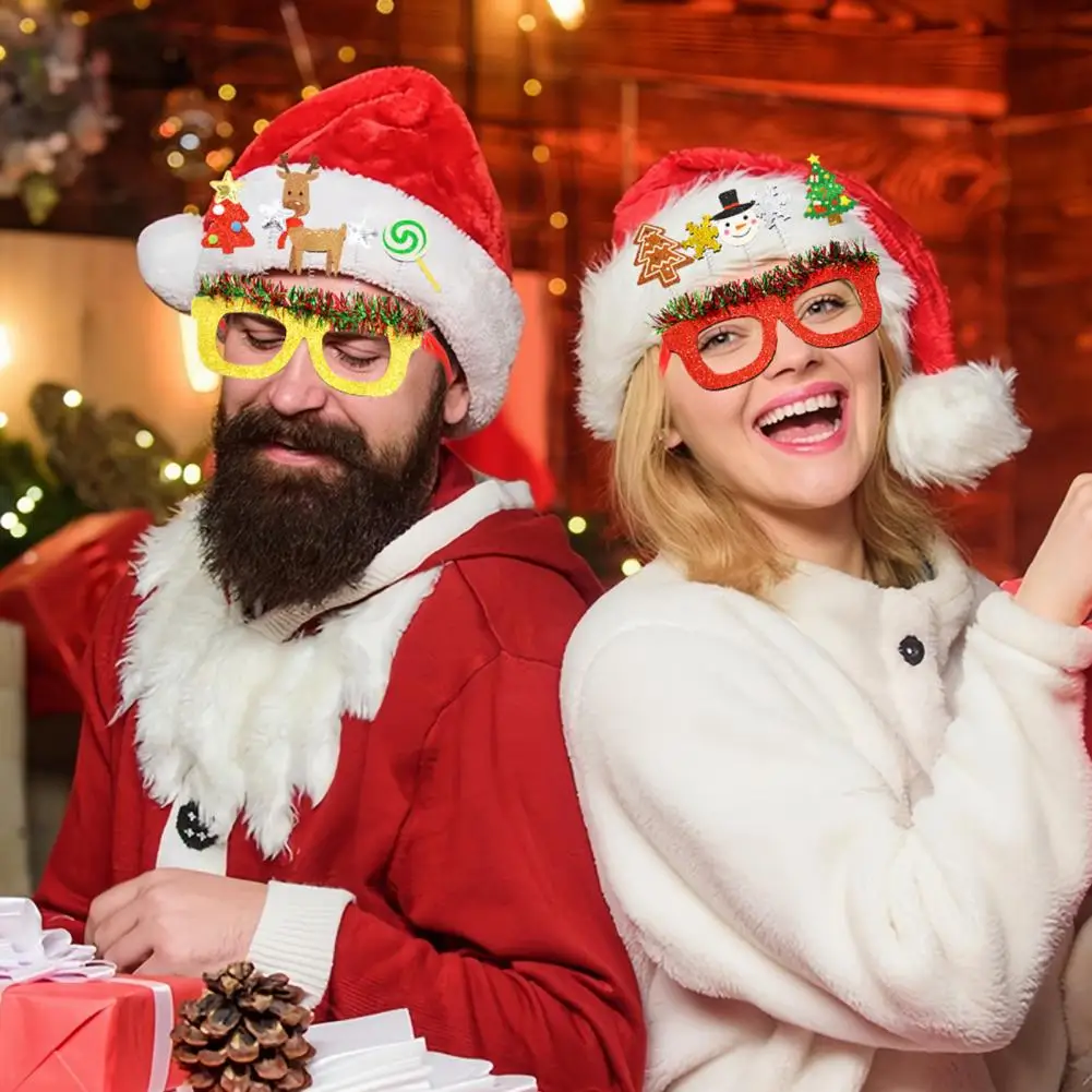 Festive Costume Accessories Santa Hat Glasses Festive Christmas Glasses Set Santa Hat Snowman Tree Elk Antler for Holiday
