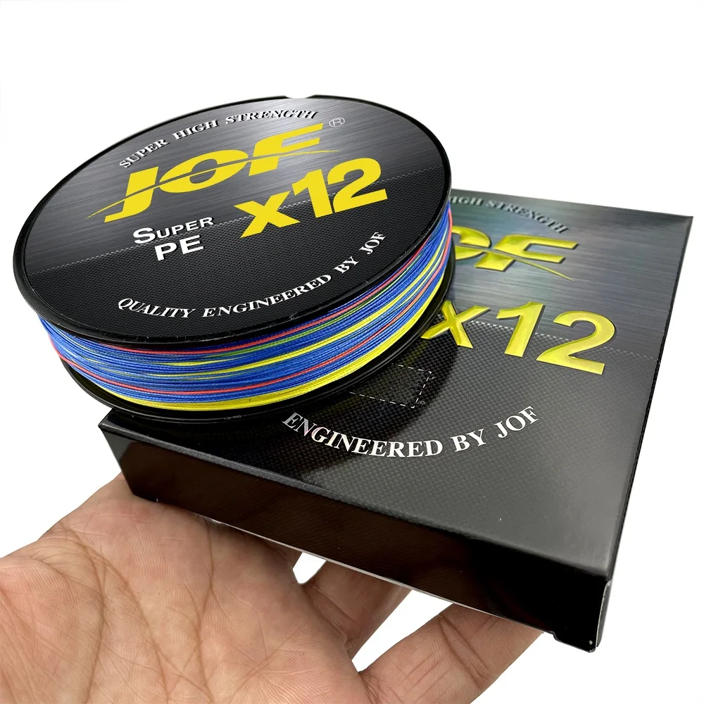 JOF X12 500M 300M Braided Fishing Line 12 Strands MultiColor Multifilament Saltwater PE Line 20 24 35 40 50 65 80LB 4