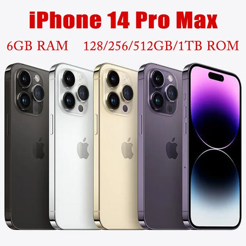 Apple iPhone 14 Pro Max Unlocked Original Dual eSIM 6GB RAM 128/256/512GB/1TB ROM 6.7" Genuine Retina OLED Face ID NFC A15 Phone