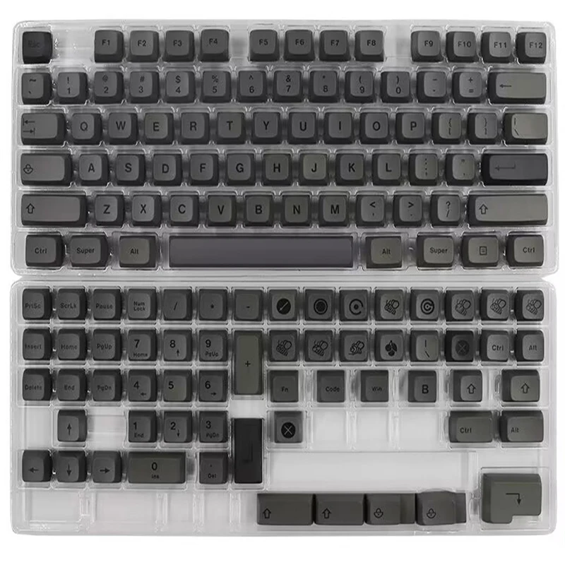 미니멀리스트 블랙 PBT 키캡 게이밍 기계식 키보드 XDA 키캡 133 키 세트, 레트로 혼합 색상 염료 서브 베드 체리 캡 ISO 입력