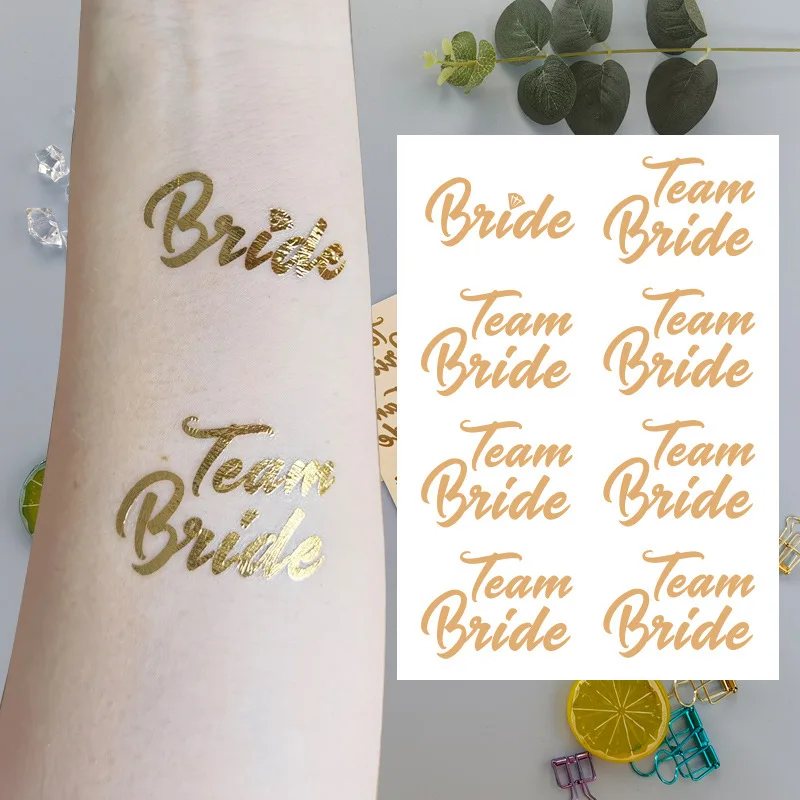 

Team Bride Tribe Flash Temporary Tattoo Gold Silver Metallic Arrow Love Bachelorette Party Bridesmaid Shower wedding Decoration