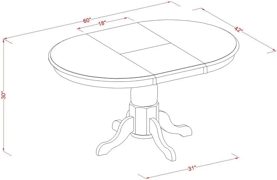 Description Picture 5 of itemDining Tables, 5 Piece Dinette Set for 4 Includes An Oval Room Table with Butterfly Leaf, 4 Linen Fabric Kitchen, Dining Tables