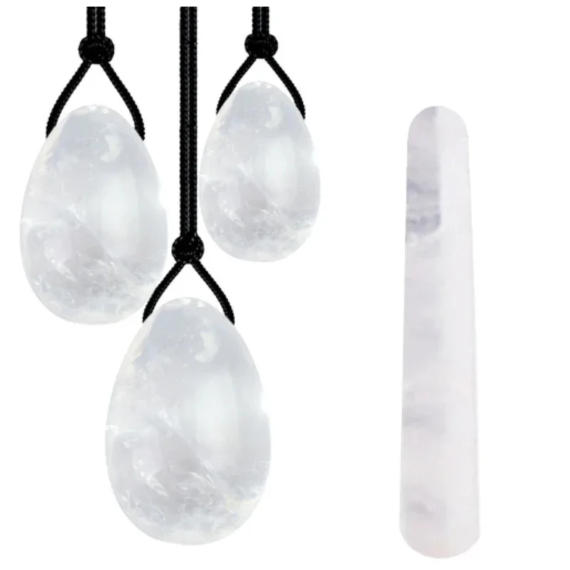 White Quartz Yoni Egg Natural White Crystal Jade Eggs Massage Wand Vaginal Muscle Tightening Massager Kegel Exerciser Stone Ball engraved 7 chakra crystal point wand healing 6 faceted prism natural rock quartz hexagon stone for yoga meditation balancing