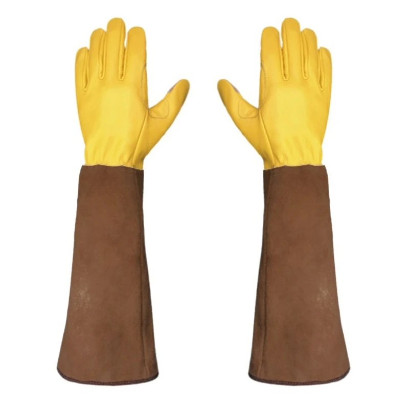 Long Gardening Gloves for Men and Women Leather Rose Pruning Gloves Breathable Durability with Thorn Proof Gauntlets 4