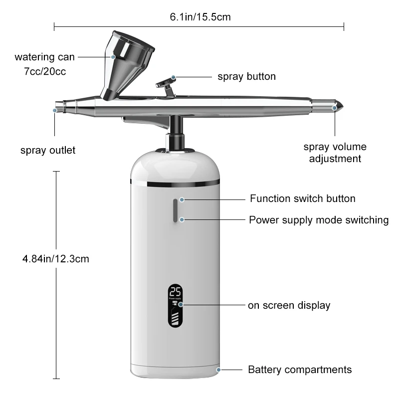 

Airbrush Kit with Air Compressor Portable Cordless Auto Airbrush Gun Kit for Cake Decor Model Coloring Nail Art Tattoo TIANMI