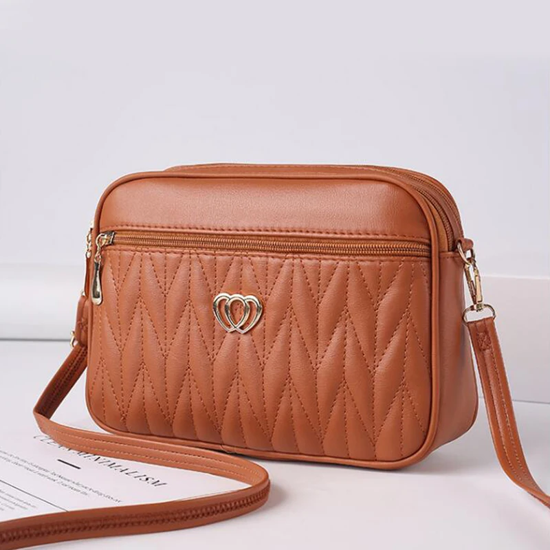 Large Capacity Three Zipper Crossbody Bag New Fashionable and Simple Diamond Shaped Shoulder Bag Monochrome Camera crossbody bag women handbags