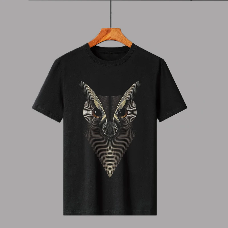 

Men and Women Owl Print Unisex T-shirt Summer Short Sleeve Casual Tees for Man Harajuku Designer Tops Large Size Clothing