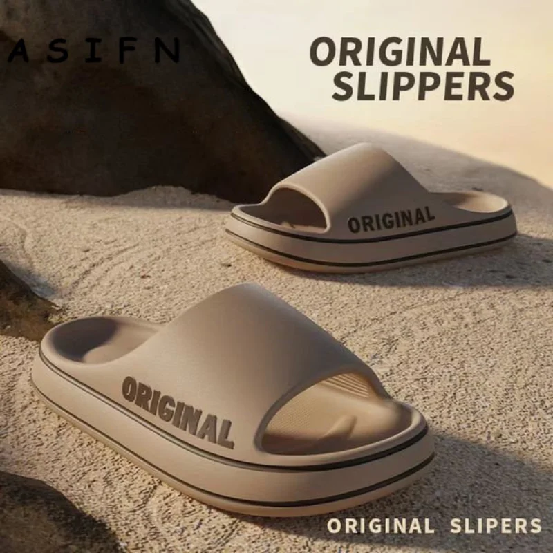 

ASIFN New Men Trend Summer Slippers Cloud Cushion Slides EVA Soft Bottom Male Suitable Indoor Outdoor Beach Shoes Flip Flops