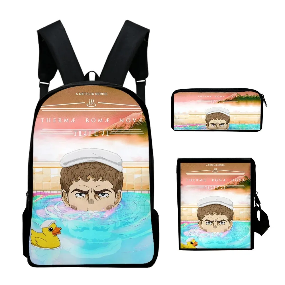 Backpack with 3d printing for school, backpack with thermal printing, for laptop, backpack with case, for student, harajuku, 3pc