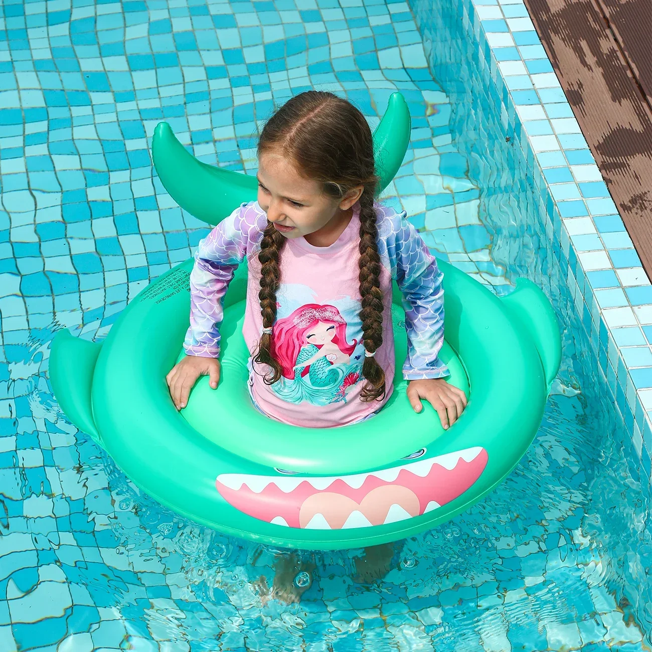 New Shark Pool Float,Inflatable Pool Floats Swimming Ring for Kids,Pool Floaties Ideal for Summer Beach Toys 3