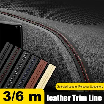 Strisce Decorative in Pelle per Interni Auto 3-6m, Forniture per Modifica di Console Centrale, Pannello Strumenti, Porte e Sedili in Pelle PU